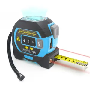 40m Laser Measure | Cross-Line Laser Level | 5m Tape Measure | Blue