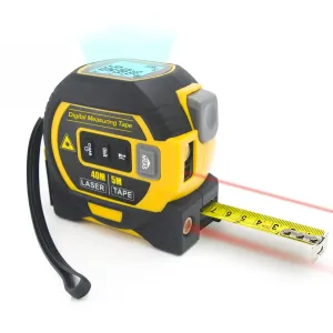 40m Laser Measure | Cross-Line Laser Level | 5m Tape Measure | Yellow