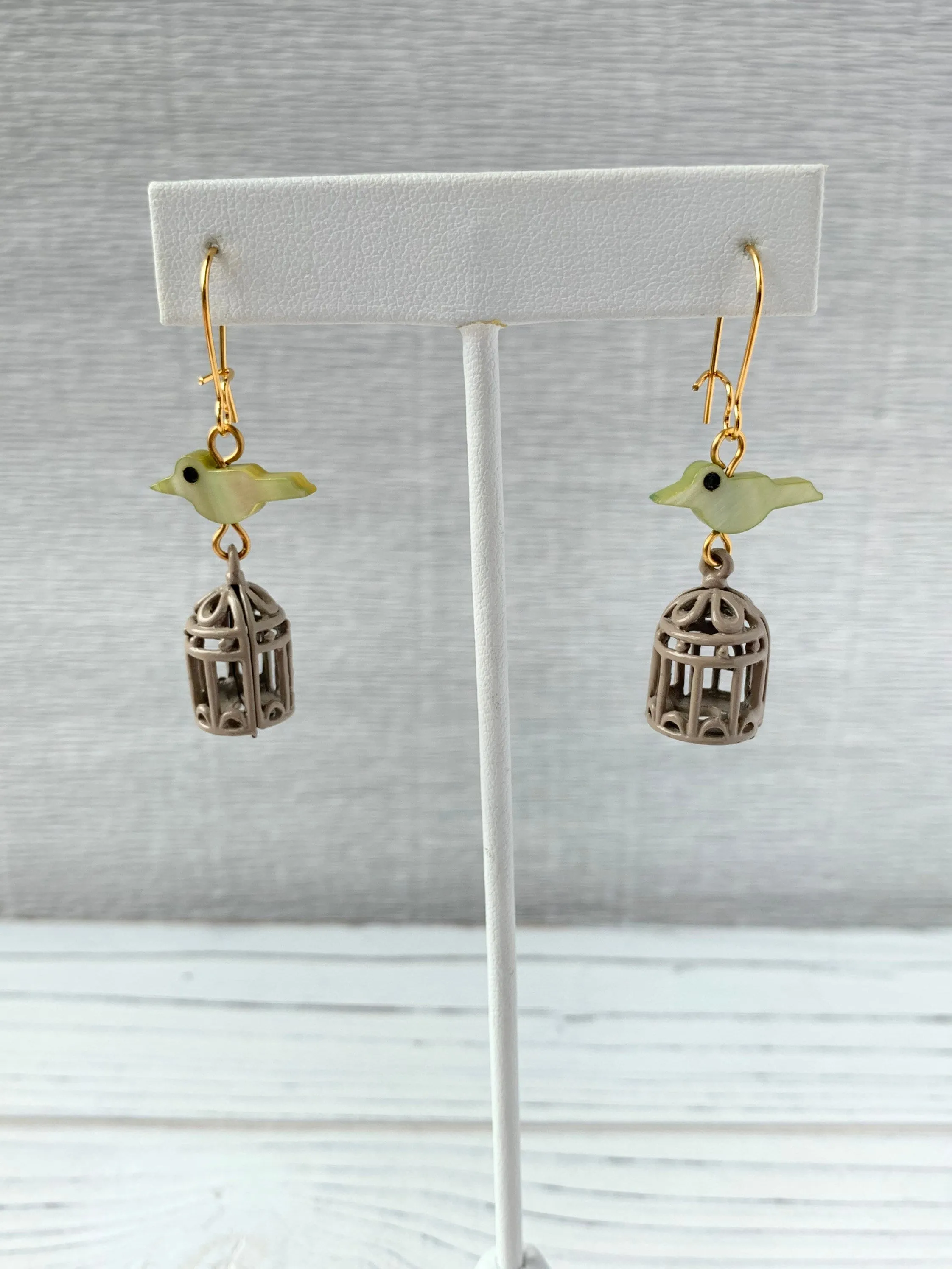 Birdcage Earrings in Mint