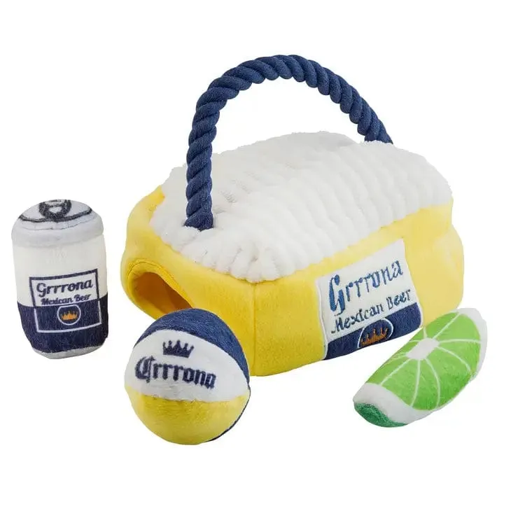 Grrrona Mexican Beer for Dogs Fun Plush Activity Toy for Dogs  Parody Pet Chew Toy
