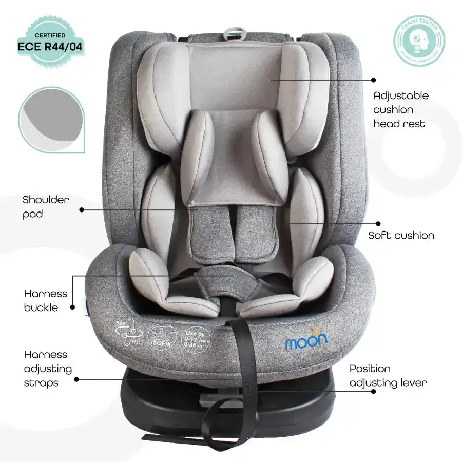 Moon Rover Baby/Infant Car Seat Group (0 ,1,2,3) 360° Rotate - Grey