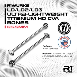 R1WURKS LD/LD2/LD3 Ultra-lightweight Titanium HD CVD Bones, 65.5mm