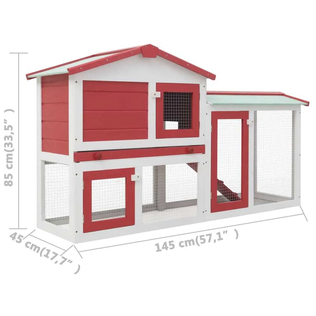 Red & White Outdoor Hutch 145cm
