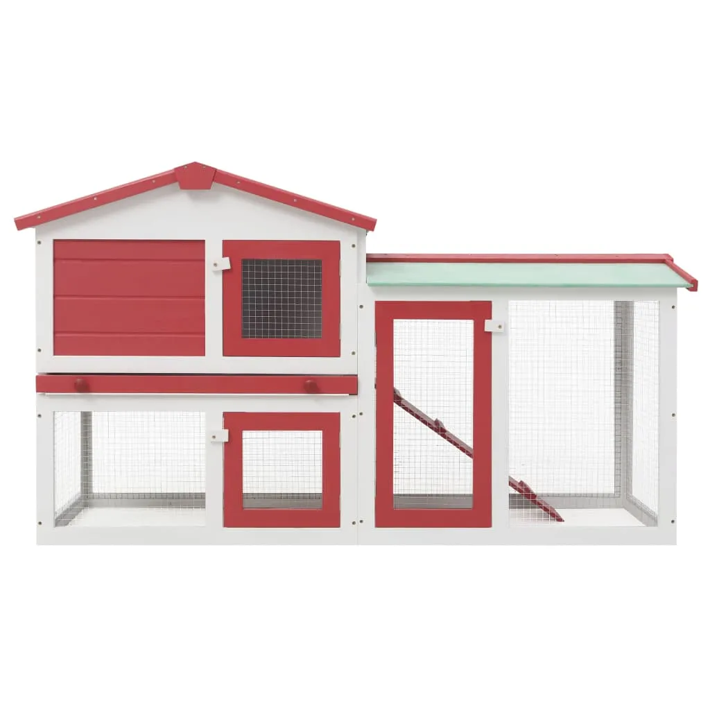 Red & White Outdoor Hutch 145cm