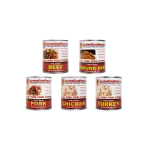 Survival Cave Mixed 12 – 28 oz Cans – 3 Beef, 3 Chicken, 3 Turkey, 3 Ground Beef – Ready to Eat Canned Meat – Full Case
