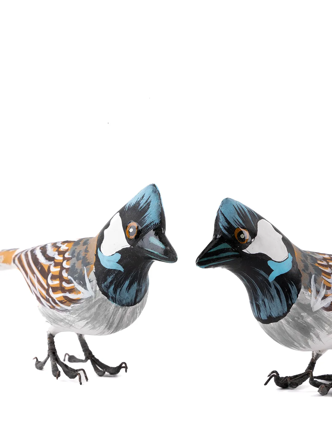 White Bulbul Paper Mache Birds Set of 2