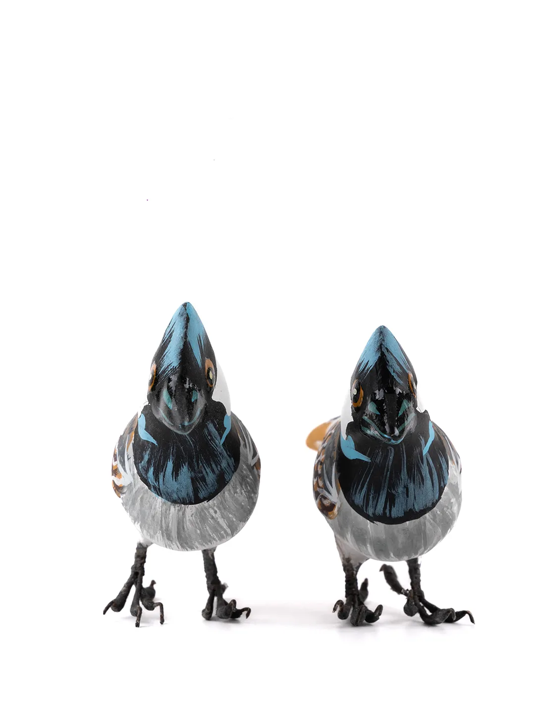 White Bulbul Paper Mache Birds Set of 2