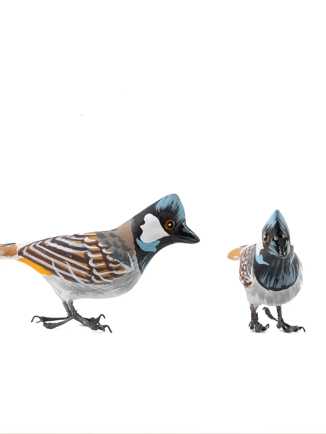 White Bulbul Paper Mache Birds Set of 2